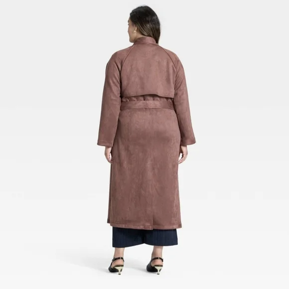 Faux-suede Trench Coat - Picture 2 of 6